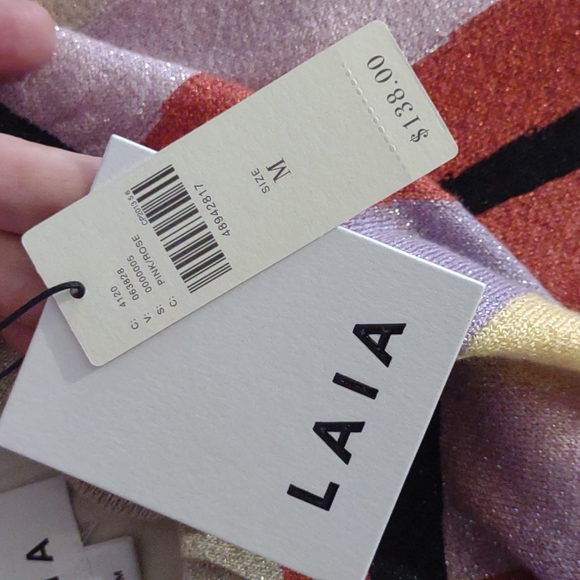 NWT Anthropologie Laia long multicolored striped metallic lined skirt medium. - Picture 3 of 8